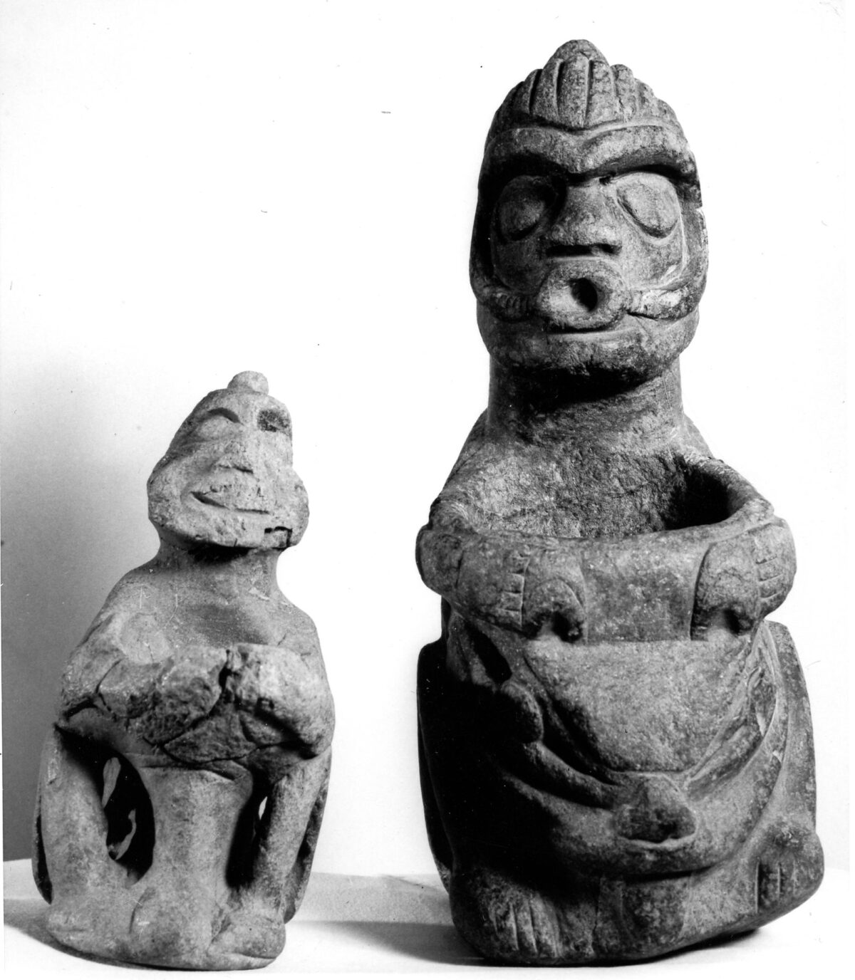 Stone Human Seated Figurine Bowls
