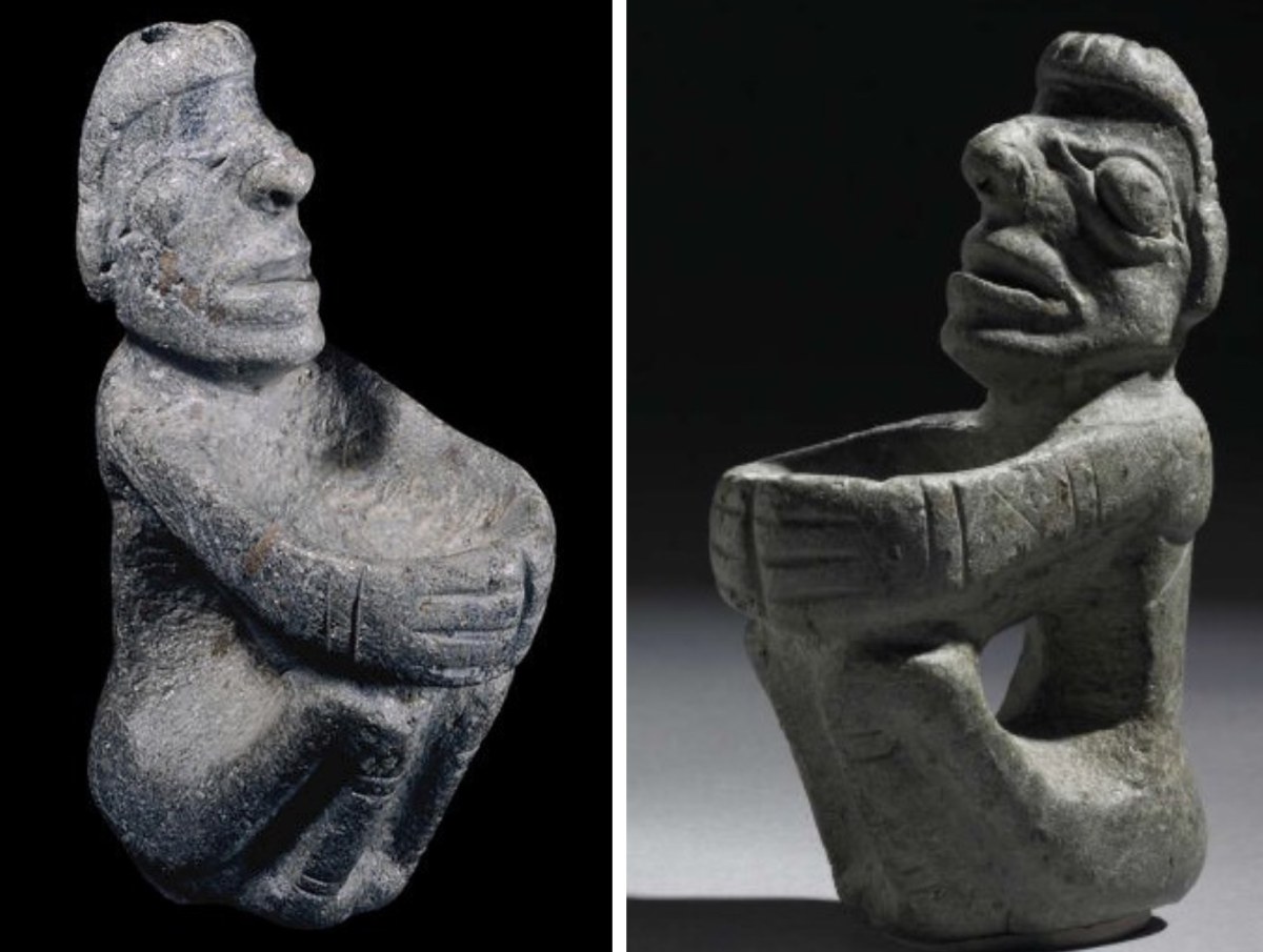 Stone Human Seated Figurine Bowls